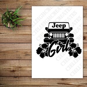 *2 for $20* Jeep Girl Floral Vinyl Decal Sticker Handcrafted